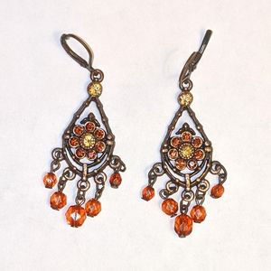 Bronze floral chandelier earrings